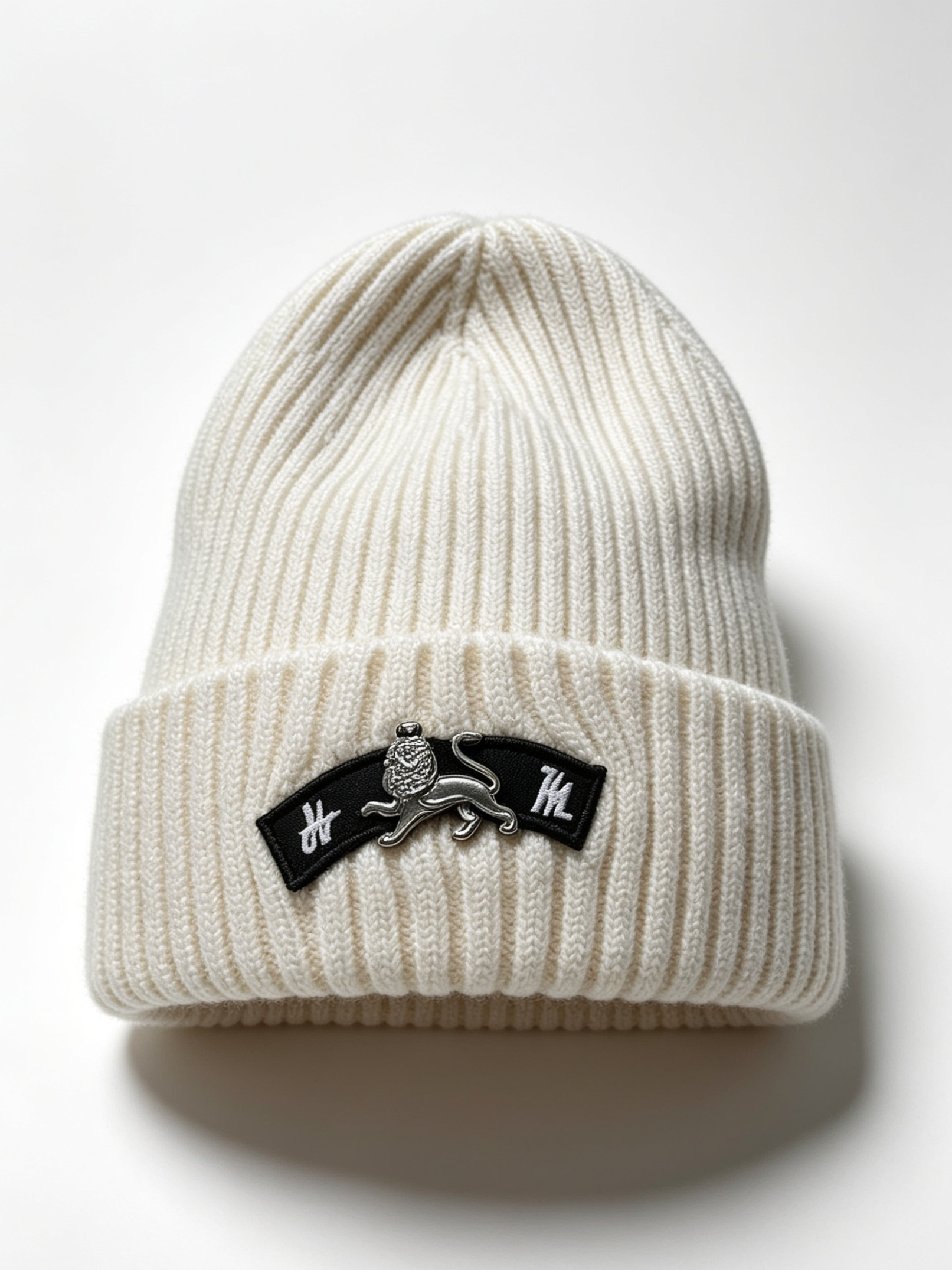 Lion Heart White Beanie