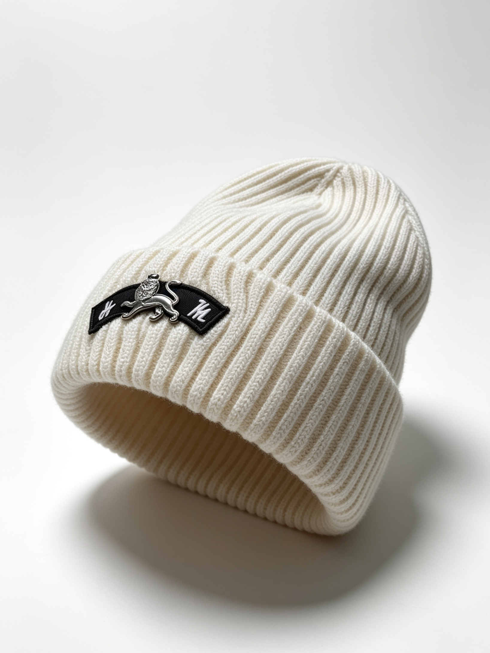 Lion Heart White Beanie