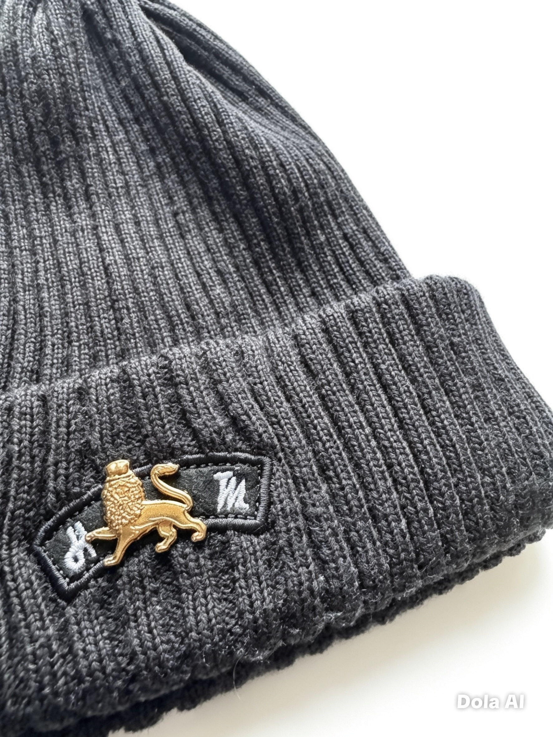 Lion Heart Black Beanie